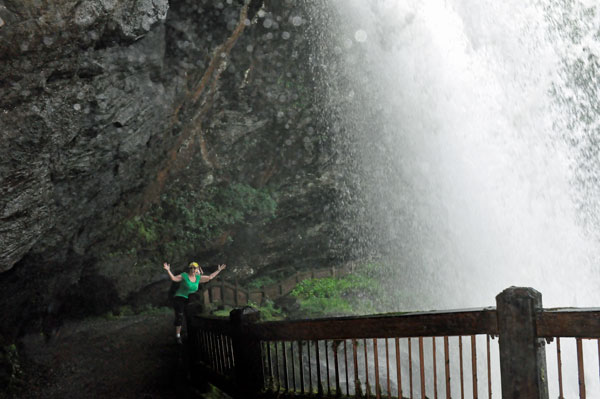 Karen Duquette under Dry Falls